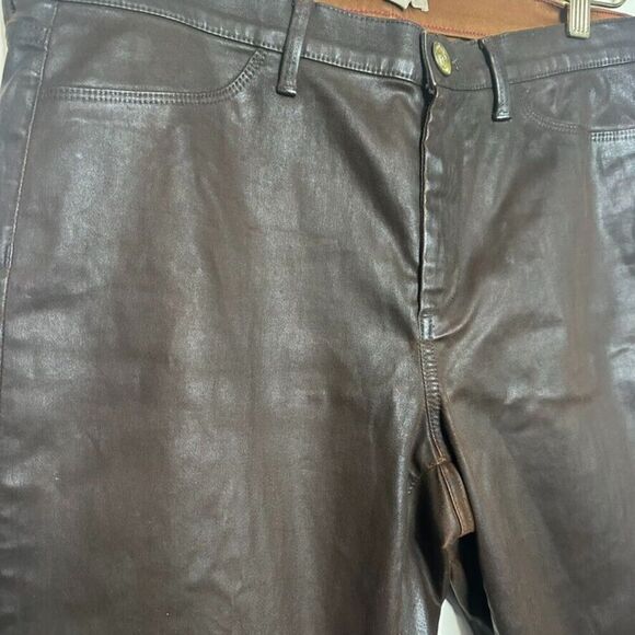 Banana Republic Brown Waxed Denim Mid-Rise Jeans Women's 31 Boho Moto - Picture 7 of 11